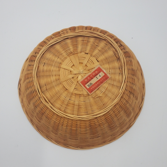 Boho Rattan Basket Bowl Wall Home Decor Tan Vintage - Picture 4 of 5